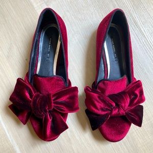 Zara Ruby Red Velvet Loafers